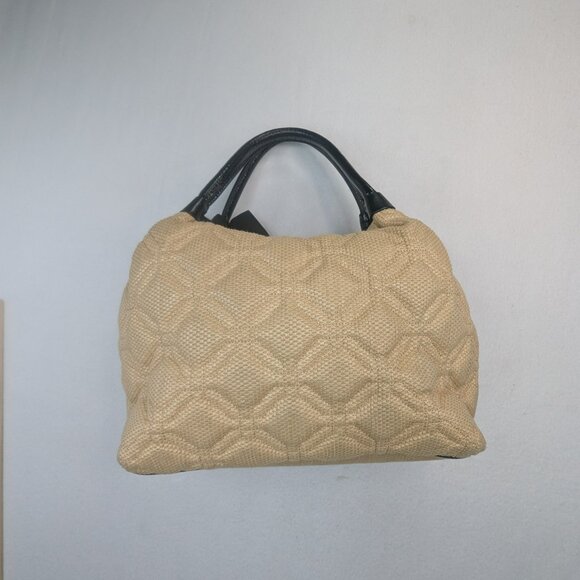 ♠️Kate Spade Quilted Woven Straw Satchel Hand Bag with Bow Accent Beige - Picture 3 of 17